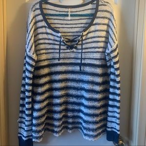 Free People navy and white sweater
